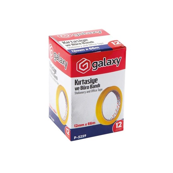 GALAXY KUTULU KIRTASİYE PARA BANDI 12 mm x 66 mt**